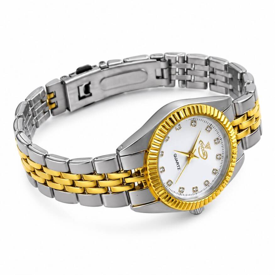 Fortune Silver & Gold Couple Watch 